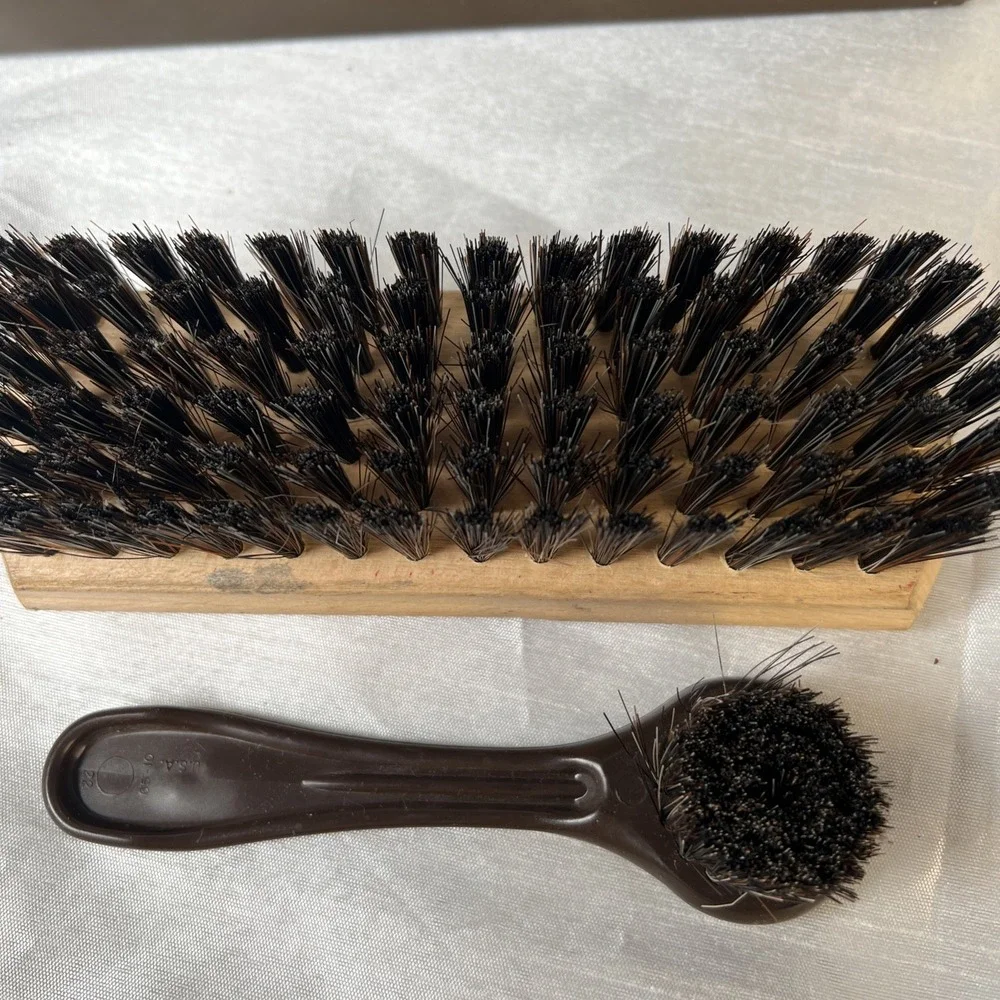 Vintage Empire Shoe Brush Brushes Lot of 2‎ & Vinyl Case - Made in The USA